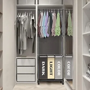 3-Bag Laundry Sorter with Extensible Hanging Rod