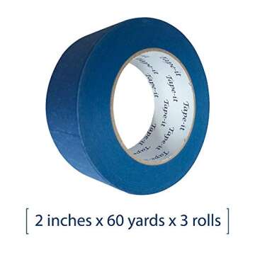 Blue Painters Tape Professional Grade 3 Pack (2 Inch) 1.88â€ x 60 Yards Masking Tape Aids No Paint Bleeds, Multi-Purpose, Up to 14 Days Clean Release, UV and Heat Resistant, 180 Total Yards