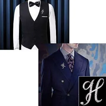 Letter Brooch Pins Initial Rhinestone Brooch for Women Crafts Silvery M