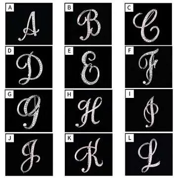Letter Brooch Pins Initial Rhinestone Brooch for Women Crafts Silvery M