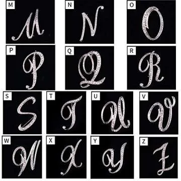 Letter Brooch Pins Initial Rhinestone Brooch for Women Crafts Silvery M