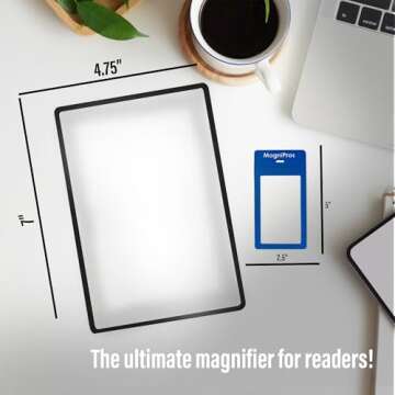 MagniPros Premium 3X (300%) Page Magnifying Lens with 3 Bonus Bookmark Magnifiers for Reading Small Prints, Low Vision Aids & Solar Projects