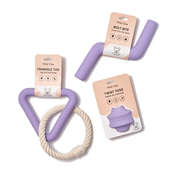 Wild One Dog Toy Kit for Average Chewers, Durable for All Breeds, 100% Natural, Fetch, Tug, Chew Lil...