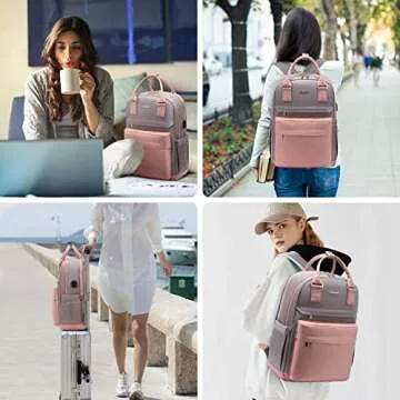 LOVEVOOK Laptop Backpack for Women 15.6 Inch Laptop Bag with USB Port, Fashion Waterproof Backpacks Teacher Nurse Stylish Travel Bags Vintage Daypacks Bookbag for College School Work