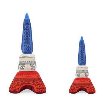 P.L.A.Y. Cute Plush Dog Toys - Totally Touristy, Landmark Themed Durable Squeaker Chew Toy, Great for Puppies & Small, Medium, Large Dogs - Machine Washable, Recycled Materials (Eiffel Tower, Medium)