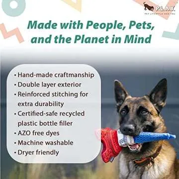 P.L.A.Y. Cute Plush Dog Toys - Totally Touristy, Landmark Themed Durable Squeaker Chew Toy, Great for Puppies & Small, Medium, Large Dogs - Machine Washable, Recycled Materials (Eiffel Tower, Medium)