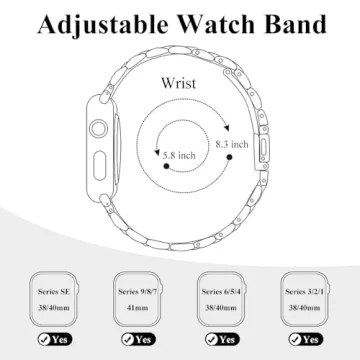 Elegant Metal Apple Watch Band for Women, Compatible with All Series