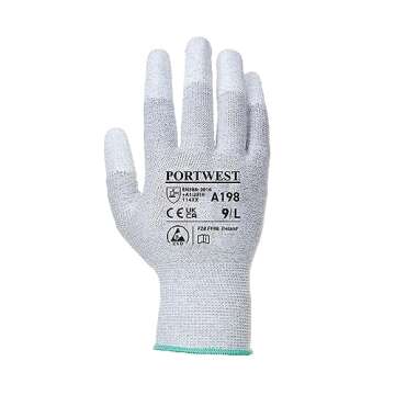 Portwest A198 Antistatic PU Fingertip Glove Grey, X-Large