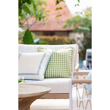 Hofdeco Premium Coastal Patio Indoor Outdoor Pillow Cover Only, 20"x20" Water Resistant for Backyard...