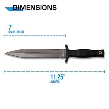 MTech USA – Fixed Blade Knife – Grey TiNite Coated Stainless Steel Blade with Black ABS Handle, ...