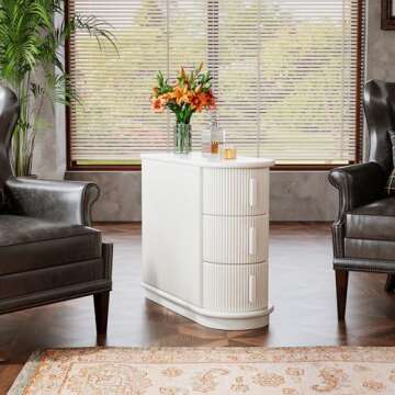 Tribesigns 3-Drawer Wooden End Table, Modern Sofa Side Table, Narrow Chair Side Table Slim Nightstand for Living Room, Bedroom, Finished Back, No Assembly Required, Walnut (1, White)