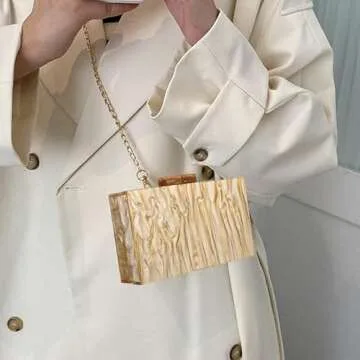 Elegant Gold Acrylic Evening Clutch Bag for Women
