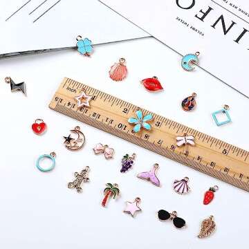 SANNIX 170Pcs Jewelry Making Charms Assorted Gold Plated Enamel Necklace Bracelet Charms Pendants fo...