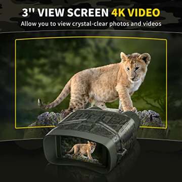 Night Vision Goggles - 4K Night Vision Binoculars for Adults, 3'' HD Screen Binoculars can Save Photo and Video with 32GB TF Card, Camouflage