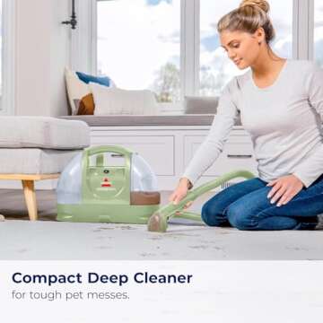 Bissell Multi-Purpose Portable Carpet and Upholstery Cleaner, 1400B, Green with Bissell 74R7 Pet Stain & Odor Portable Machine Formula, 32-Ounce, Fl Oz