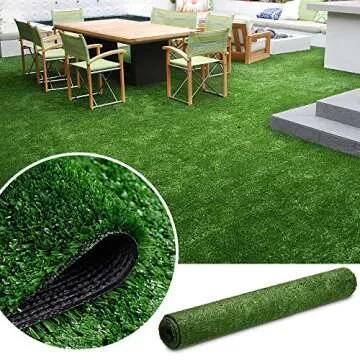 Petgrow Artificial Grass Turf Lawn 7FTX12FT,Economy Indoor Outdoor Synthetic Grass Mat 0.4inch Pile Height, Backyard Patio Garden Balcony Rug, Rubber Backing/Drainage Holes,Customized Sizes