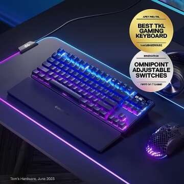 SteelSeries Apex Pro TKL Wireless HyperMagnetic Gaming Keyboard — Esports Tenkeyless — OLED Scre...
