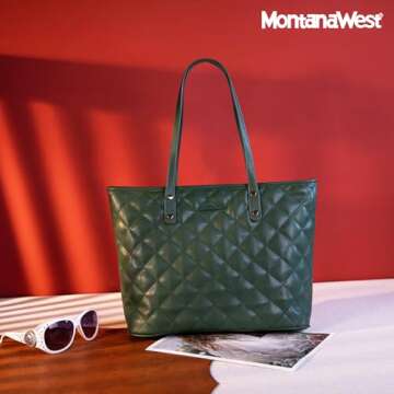 Montana West Quilted Handbag for Women Tote Purse Shoulder Bag Large Fashion Hobo Purse MWC-084BBGN