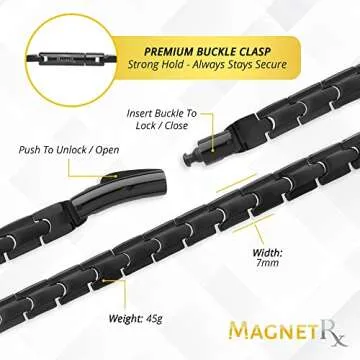 MagnetRX® Titanium Magnetic Necklace – Ultra Strength Magnetic Necklaces for Men & Women – Effective Titanium Necklace with 62 Magnets (Black, 21.5 Inches)