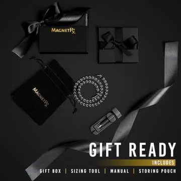 MagnetRX® Titanium Magnetic Necklace – Ultra Strength Magnetic Necklaces for Men & Women – Effective Titanium Necklace with 62 Magnets (Black, 21.5 Inches)