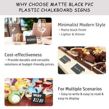 PigPotParty 12 Pcs 4"x3" Small Food Labels for Party Buffet - Mini Chalkboard Signs for Food Display - Bakery Appetizer Labels - Table Name Tags - Place Cards - Include 2 Wet Erase Markers