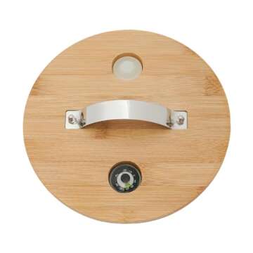 DUTTIETY Rice Dispenser with Wooden Stand, Flour and Cereal Container with Glass Measuring Cup, Food Storage Bin for Kitchen Organization and Pantry Store (Glass+Bamboo wood, 5L)