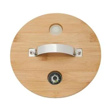 DUTTIETY Rice Dispenser with Wooden Stand, Flour and Cereal Container with Glass Measuring Cup, Food Storage Bin for Kitchen Organization and Pantry Store (Glass+Bamboo wood, 5L)