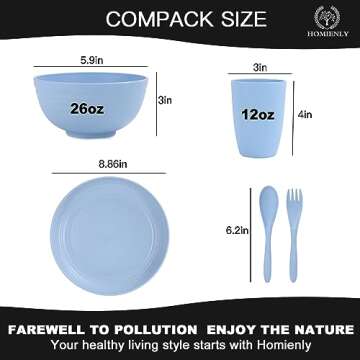 Homienly Wheat Straw Dinnerware Sets, 20pcs Dishes Dinnerware Sets Microwave and Dishwasher Safe, Li...
