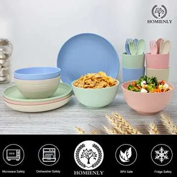 Homienly Wheat Straw Dinnerware Set - Safe & Stylish 20pcs