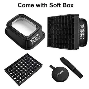 Aputure Amaran P60x 60W Output Bi-Color Lensed LED Panel Video Light 5070+ lux, CRI 95+, TLCI 97+, Color Temperature 3200K~6500K, APP Control & 4 Built-in Lighting FX, Softbox, Carring Case