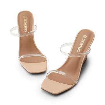 DREAM PAIRS Women's Slides Wedge Sandals - Elegant & Comfortable Dress Shoes