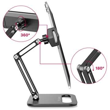 ULANZI Phone Mount Stand Holder for Desktop, VIJIM P001 with 2 Adjustable Arm and 360° Rotates, Universal Foldable Multi Angle, Compatible with iPad iPhone Tablet and More