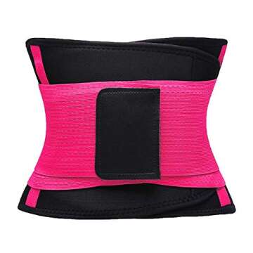 VENUZOR Waist Trainer Belt for Women - Waist Cincher Trimmer - Slimming Body Shaper Belt - Sport Girdle Belt (UP Graded)(Hot Pink,Small)