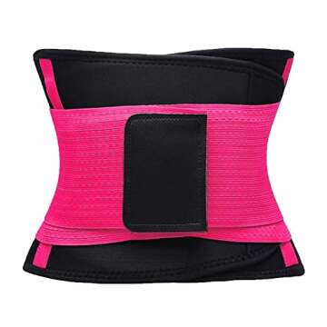 VENUZOR Waist Trainer Belt for Women - Waist Cincher Trimmer - Slimming Body Shaper Belt - Sport Girdle Belt (UP Graded)(Hot Pink,Small)