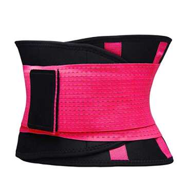 VENUZOR Waist Trainer Belt for Women - Waist Cincher Trimmer - Slimming Body Shaper Belt - Sport Girdle Belt (UP Graded)(Hot Pink,Small)