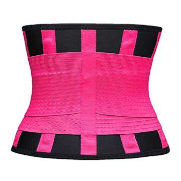 VENUZOR Waist Trainer Belt for Women - Waist Cincher Trimmer - Slimming Body Shaper Belt - Sport Girdle Belt (UP Graded)(Hot Pink,Small)