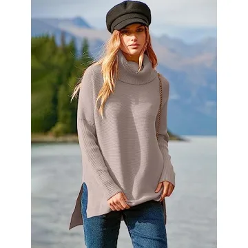 Trendy Oversized Turtleneck Batwing Sweater for Women