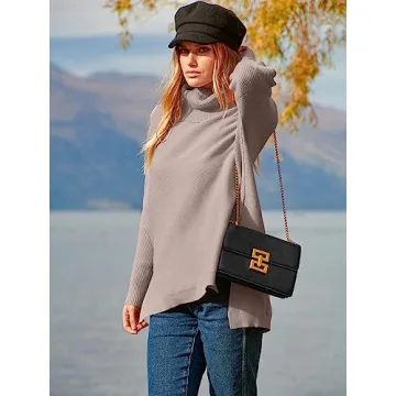 Trendy Oversized Turtleneck Batwing Sweater for Women