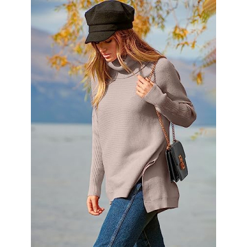 Trendy Oversized Turtleneck Batwing Sweater for Women