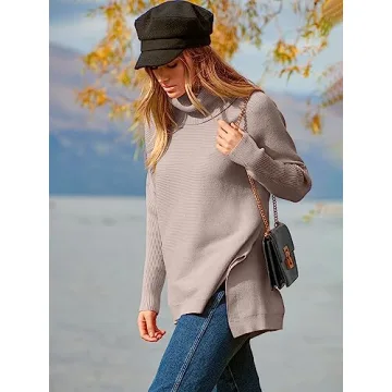 Trendy Oversized Turtleneck Batwing Sweater for Women