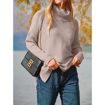 Trendy Oversized Turtleneck Batwing Sweater for Women