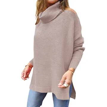 Trendy Oversized Turtleneck Batwing Sweater for Women