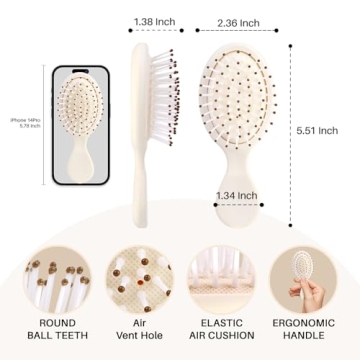 RHOS Mini Hair Brush - Travel Size Brush for All Hair Types