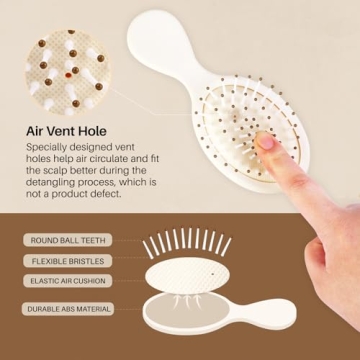 RHOS Mini Hair Brush - Travel Size Brush for All Hair Types