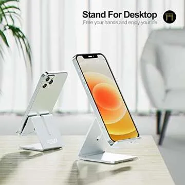 Urmust Z1 Desk Cell Phone Stand Holder Silver + Z28 Adjustable Phone Stand Desk Silver