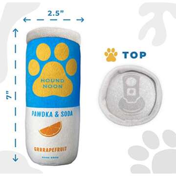 Bark Bros - Hound Noon - Two Pack Plush Squeaky Dog Toys Funny Drink Parody - Alcohol Dog Toy - Dog ...