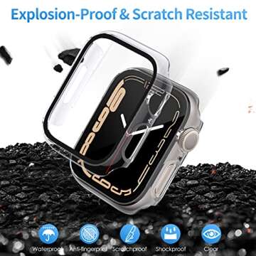 QSOON 3-Pack Case Compatible with Apple Watch Series 8 Series 7 41mm, Built-in Tempered Glass Screen Protector, All Round Full Protection Hard PC Cover Bumper for iWatch Series 8 7