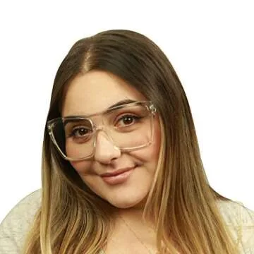 ShadyVEU Oversized Fashion Square Sunglasses Flat Top 100% UV Protection Trapezoid Shape Bold Big XL Large (Clear Frame, Clear Lens)