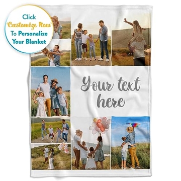 Ships Next Day, Custom Blanket with Picture and Text - Printed in USA, Personalized Photo Blanket with Text (Fleece 50x60)