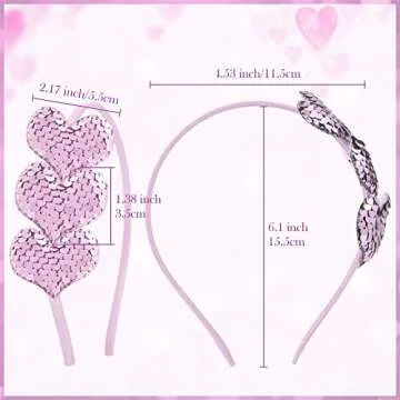 Valentine's Day Heart Headbands Pack of 3 - Cute Hair Accessories
